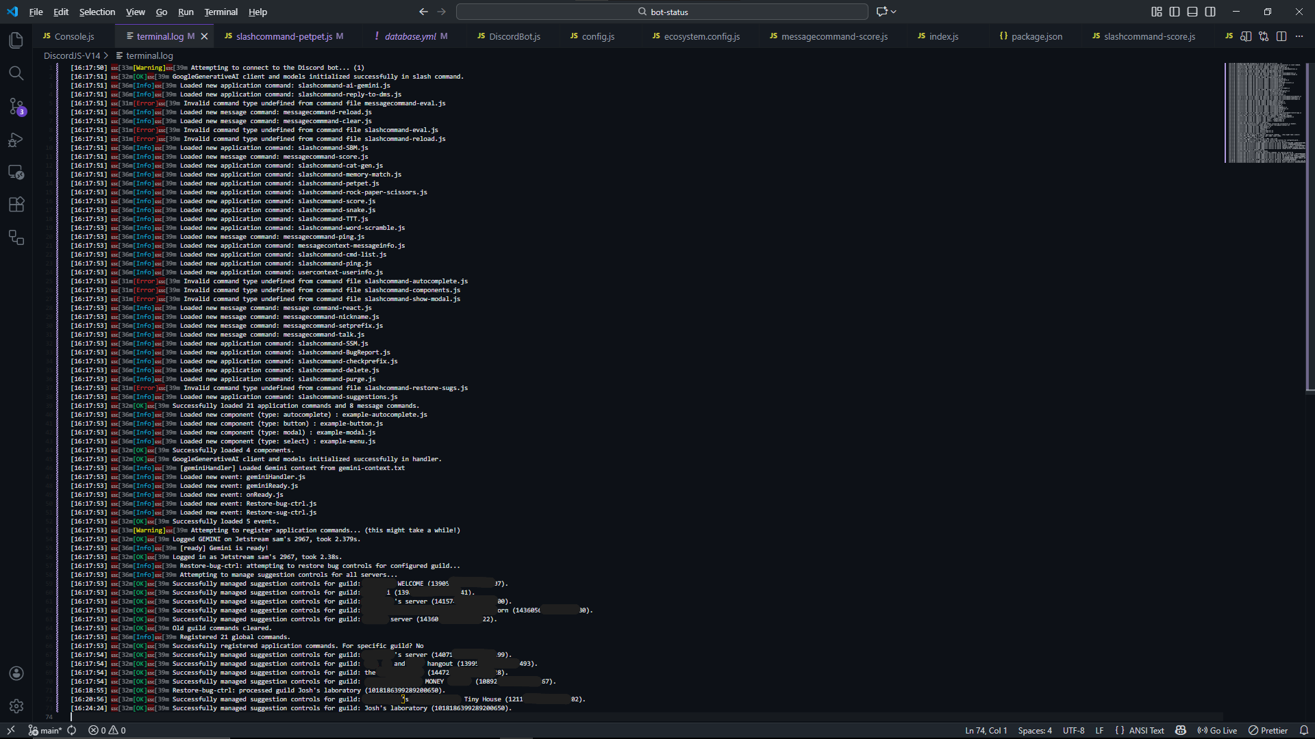 Log file example screenshot