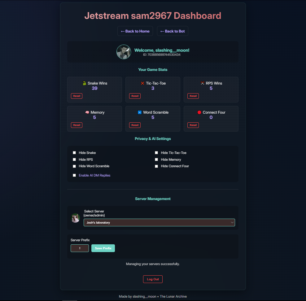 NEW dashboard webpage!