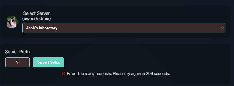 another example of rate limits warning on dashboard